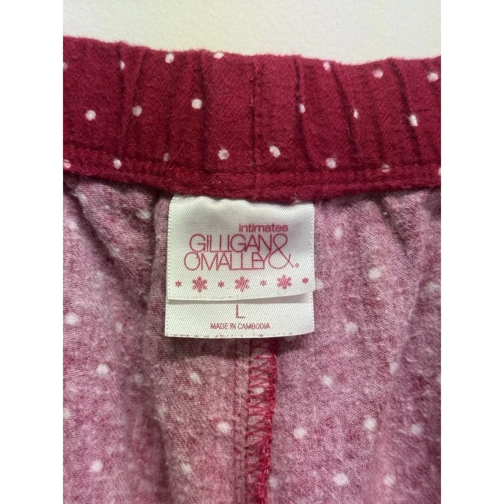 Gillian & O'Malley Pajama Pant Size LG Women's Polka Dot Red Flannel Sleep Pants